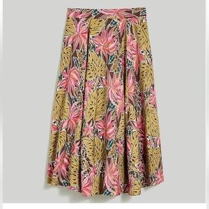 Madewell Crinkle Crepe Maxi Skirt brushstroke monstera Size 6 Color: Dark Coffee